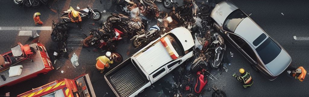 imagen de accidente de motociclistas en carretera